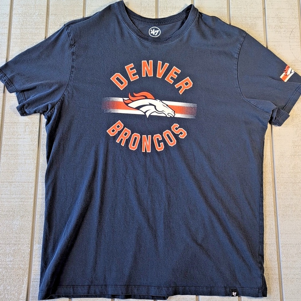 47 Brand‎ Denver Broncos T-Shirt Women's Size XXL Blue Cotton Short Sleeve Shirt - Picture 2 of 7